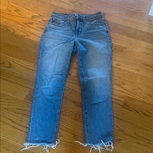 Madewell Distressed perfect vintage Blue Ankle Jeans 26p